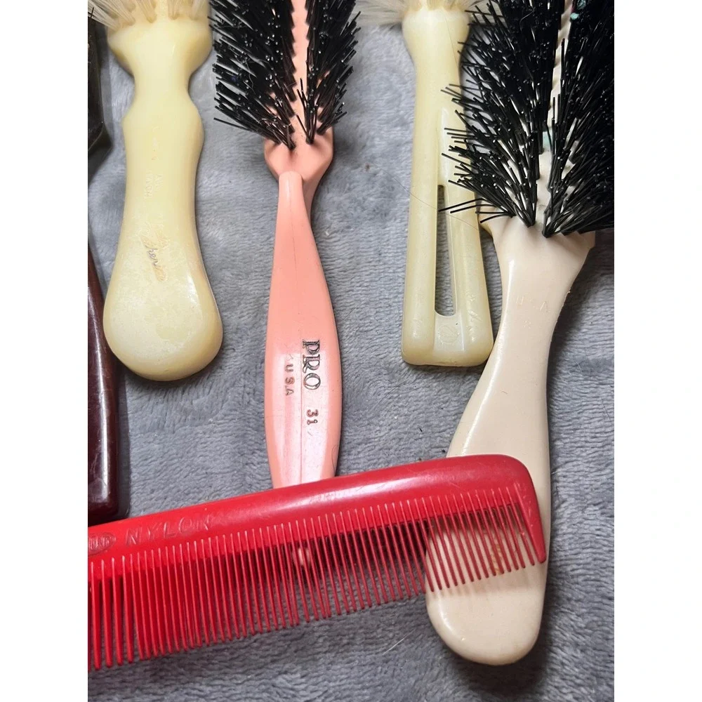 Vintage Hair Brush Lot Nylon Bristle Codi Epsilon PRO USA Comb Set Mixed